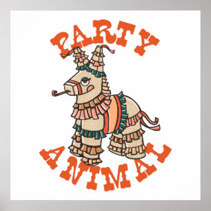 Party Animal: Cute & Funny Mexican Donkey Pinata Poster