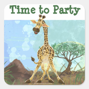 Party Animal Giraffe Vierkante Sticker