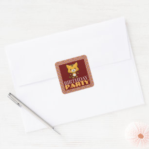 Party Animal Kitten, Chevron Birthday Party Vierkante Sticker