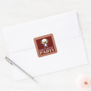 Party Animal Puppy, Chevron Birthday Party Vierkante Sticker