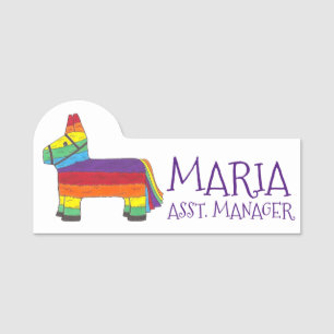 Party Animal Rainbow Donkey Piñata Fiesta Naamplaatje