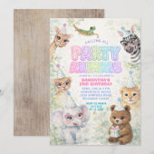 Party Animals Birthday Invitation | Rainbow Safari (Devant / Derrière)