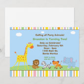 Party Animals - Birthday Party Invitation Kaart (Voorkant / Achterkant)