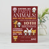 Party Animals, Chevron Birthday Party Kaart (Staand voorkant)