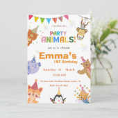 Party Animals First Birthday Invitation (Debout devant)