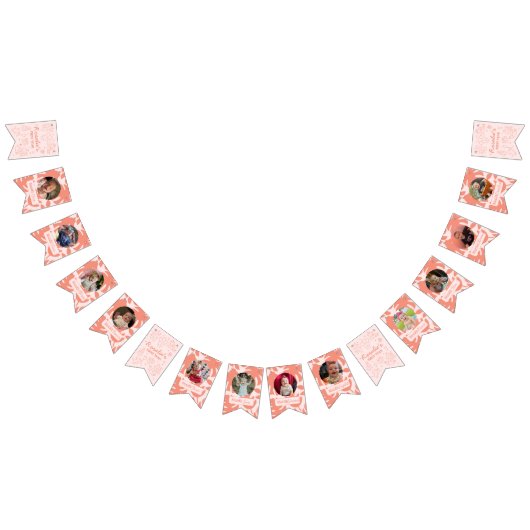 Party Animals Girl's First Birthday Photo Collage Vlaggetjes (Alle)