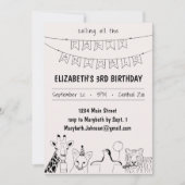 Party Animals Hand Drawn Doodle Kind jarig Kaart (Voorkant)