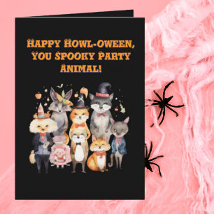 Party Animals Schattige Grappige foto Halloween ka Kaart