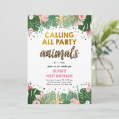 Party Animals Verjaardag Nodig Safari Luipaard Mei Kaart (Staand voorkant)