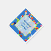 Party Balloons Floating in Blue Sky Custom Text Servet (Hoek)