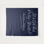 Party Begonnen Script Navy Blue Foto Achtergrond Wandkleed (Voorkant (horizontaal))