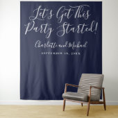 Party Begonnen Script Navy Blue Foto Achtergrond Wandkleed (In situ)
