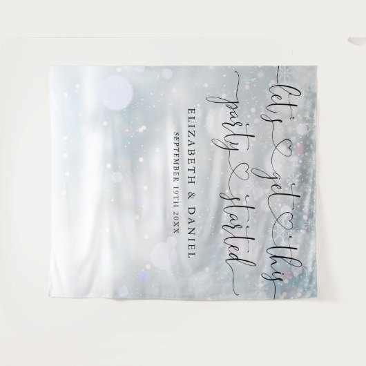 Party Begonnen Script Winter Bruiloft Foto Achterg Wandkleed (Voorkant (horizontaal))