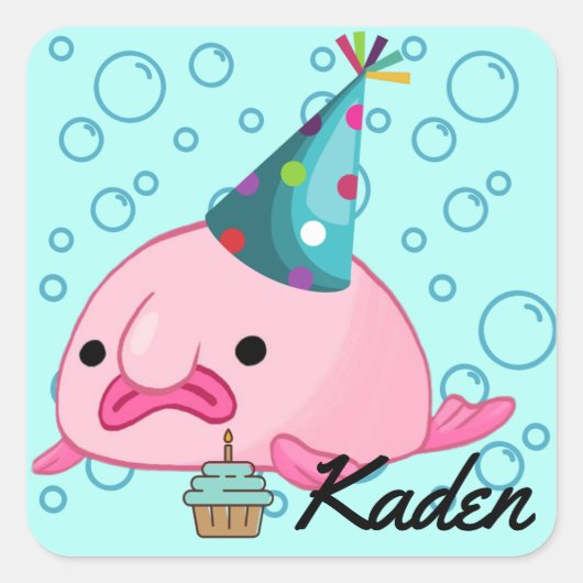 Party Blobfish gepersonaliseerd Vierkante Sticker (Voorkant)