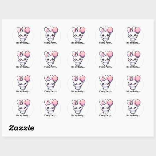 Party Bunny Ronde Sticker (Vel)