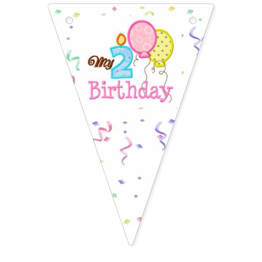 Party Bunting Banner/2e Verjaardag met ballonnen Vlaggetjes (Eerste vlag)