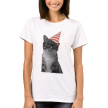 Party Cat gestreepte pet 50s bril