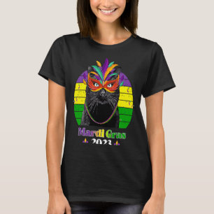 Party Cat Mask Beads Mardi Gras 2023 11 T-shirt