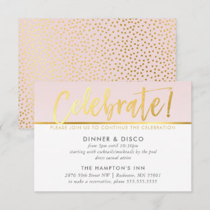 PARTY CELEBRATION CARD lichtroze namaakgoud Kaart