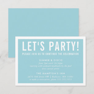 PARTY CELEBRATION CARD modern block turquoise blue Kaart