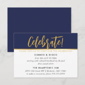 PARTY CELEBRATION CARD modern marvy blue gold Kaart (Voorkant / Achterkant)
