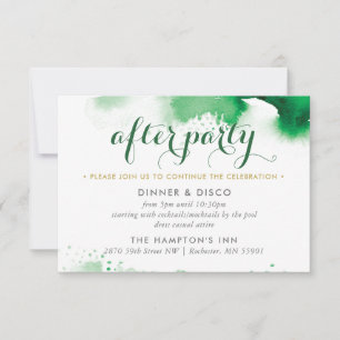 PARTY CELEBRATION CARD Smart coole green waterverf RSVP Kaartje