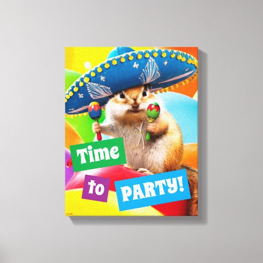 party chipmunk in sombrero canvas afdruk (Voorkant)