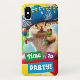 party chipmunk in sombrero iPhone x hoesje