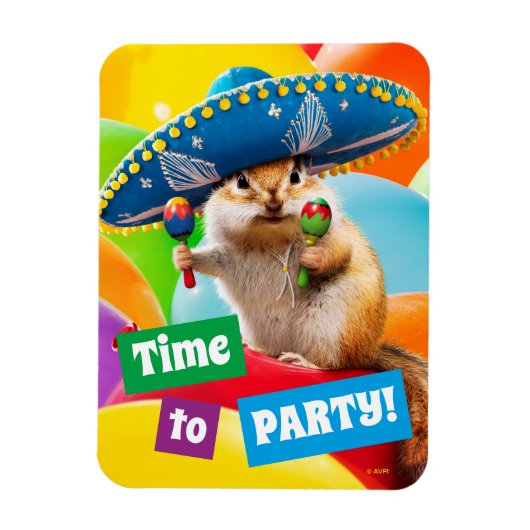 party chipmunk in sombrero magneet (Verticaal)