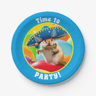 party chipmunk in sombrero papieren bordje