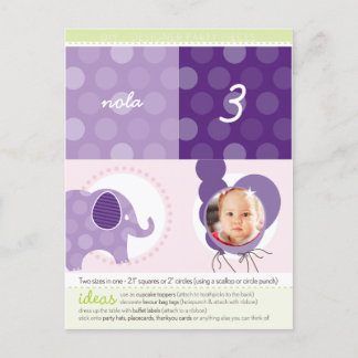 PARTY CIRCLES:: olifant + ballonnen 6 Uitnodiging Briefkaart