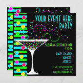 Party Confetti Cocktail Invitation Kaart (Voorkant / Achterkant)