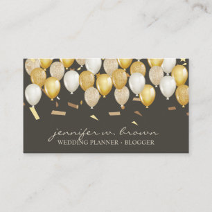 Party Confetti Event Brown Gold Balloon Visitekaartje