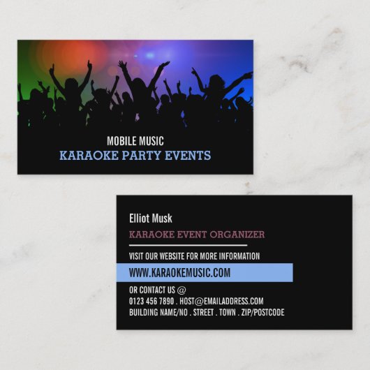 Party Crowd, Karaoke Event Organizer Visitekaartje (Voorkant / Achterkant)