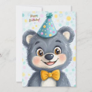 Party Cute Animal Birthday Invitation Bear