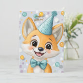 Party Cute Animal Birthday Invitation Fox (Debout devant)