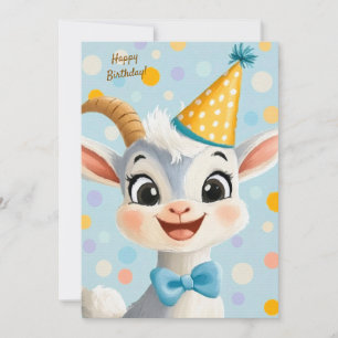 Party Cute Animal Birthday Invitation Goat