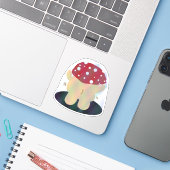 Party Dancing Mushroom Sticker (Laptop met iPhone)