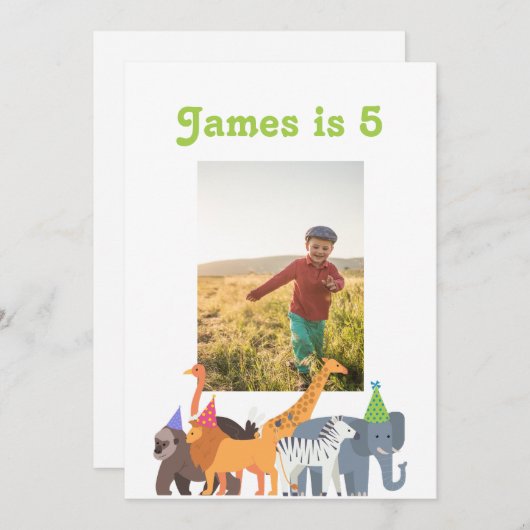 Party Dier Verjaardagsfeestje Custom Foto Kaart (Voorkant / Achterkant)