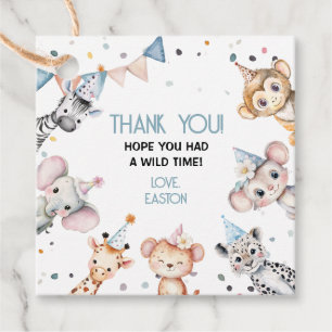 Party dieren leuke safari jongen verjaardagsfeestj bedankjes labels