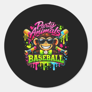Party dieren meme honkbal grappige aap ronde sticker