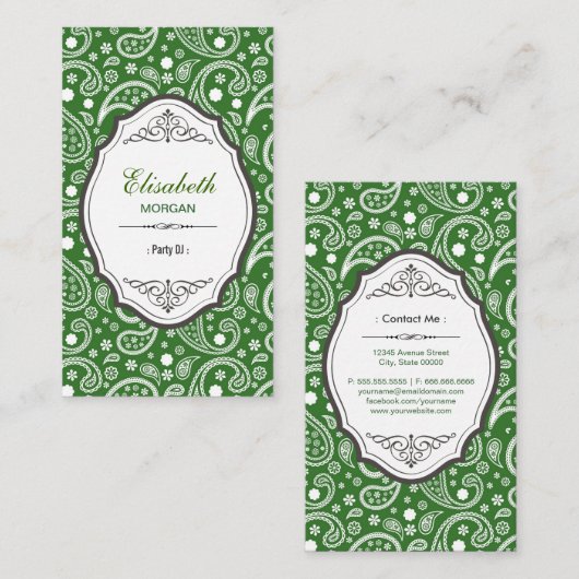 Party DJ - Retro Paisley Pattern Visitekaartje (Voorkant / Achterkant)