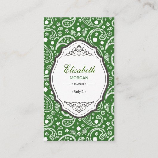 Party DJ - Retro Paisley Pattern Visitekaartje (Voorkant)