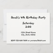 Party Duck Birthday Invitation Kaart (Achterkant)