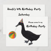 Party Duck Birthday Invitation Kaart (Voorkant / Achterkant)