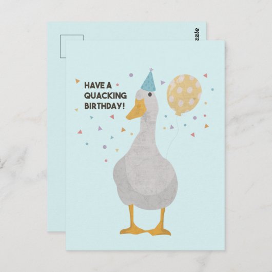 Party Duck Pun: Heb een 'Quacking Birthday' Briefkaart (Voorkant / Achterkant)