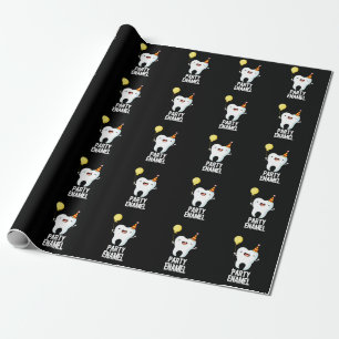 Party Enamel Funny Tooth Pun Dark BG Cadeaupapier