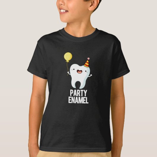 Party Enamel Funny Tooth Pun Dark BG T-shirt (Voorkant)