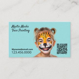 Party Entertainer Face Painter Blue QR Visitekaartje