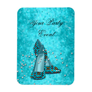 Party Event Blauwgroen Blauwe Glitter Schoenen Magneet